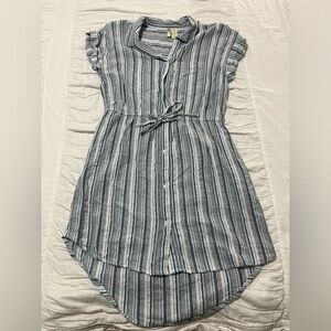 Japna Pinstripe Linen Shirt Dress. Size Large.